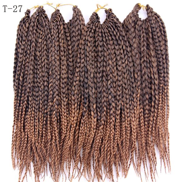 Crochet Box Braids Synthétique Tressage Cheveux 24 pouces Ombre Couleur 3X Box Braids