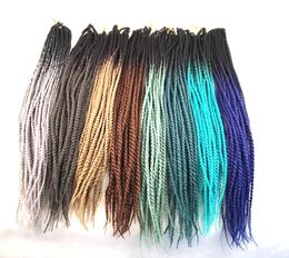 Trenzado de crochet Ombre senegalés Ombre de dos colores Trenzas sintéticas de 24 pulgadas Extensiones de cabello a granel Color 702020824