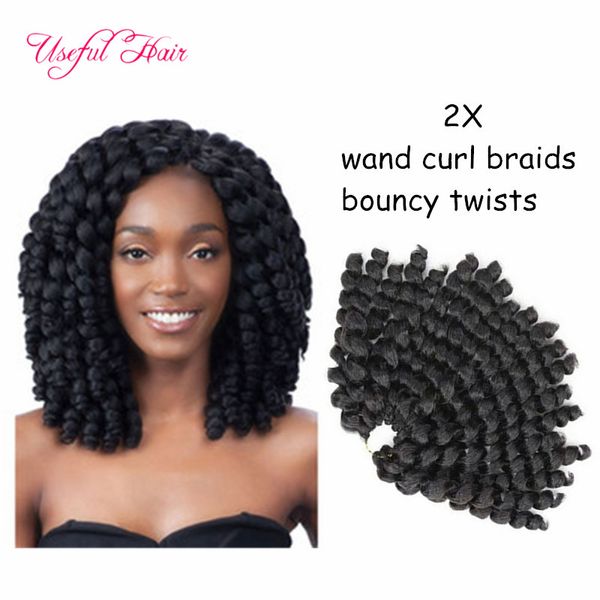 Crochet Braids Hair 8inch Bounce Jamaican Afro Fluffy Jumpy Wand Curls Kanekalon twist Ombre Jumpy Wand Curl extensions de cheveux au crochet doux