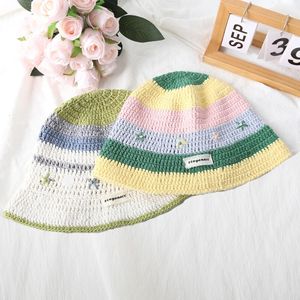 Haak emmer hoed vrouwen lente zomer handgemaakte gebreide bonen ins ins y2k Korean mode strand panama cap 240426