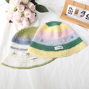 Haak emmer hoed vrouwen lente zomer handgemaakte gebreide bonen ins ins y2k Korean mode strand panama cap 240514