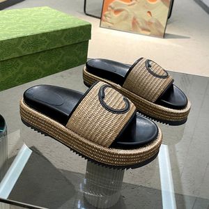 Crochet Flatform Slide Slipper Platform de paja