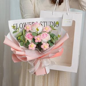 Haakbloemen Bouquet Mothers Day Geschenken Sunflower gebreide bloemen Handgemaakte Rose Flower Bouquet Graduation Wedding Decor 240417