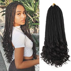 Crochet Déesse Boîte Tresses Avec Bouclés Extrémités Bohème Boîte Tresses Crochet Cheveux Ombre Tressage Extensions De Cheveux