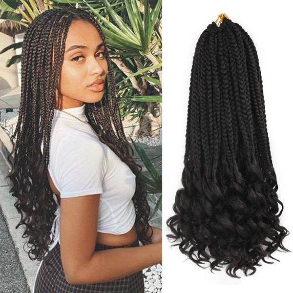 Crochet Déesse Boîte Tresses Avec Bouclés Extrémités Bohème Boîte Tresses Crochet Cheveux Ombre Tressage Extensions De Cheveux