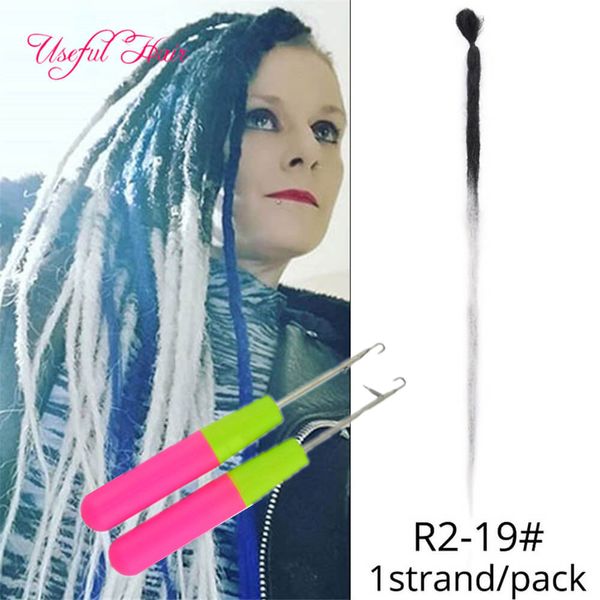 Extensiones de cabello de ganchillo Peluca de rastas africanas trenza grande negra gradiente de doble color reggae hecho a mano ombre Headwear Cabello trenzado sintético