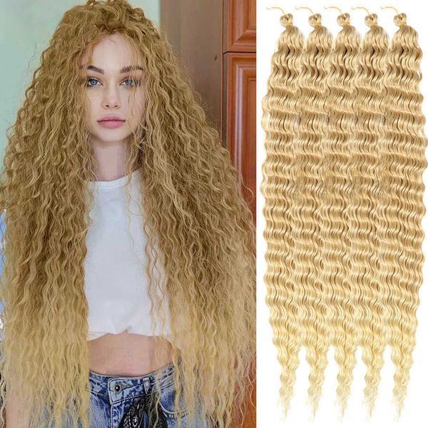 Crochet Hair Laine bouclée Hair Womens fretsssdeepwave Latin American Curly Wig Synthetic Fibre