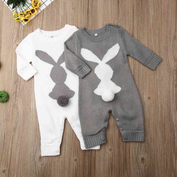 Mamelucos de punto de ganchillo para bebés recién nacidos bebé niño niña tejido lindo mameluco encantador conejito mono ropa trajes 0-24M G1221