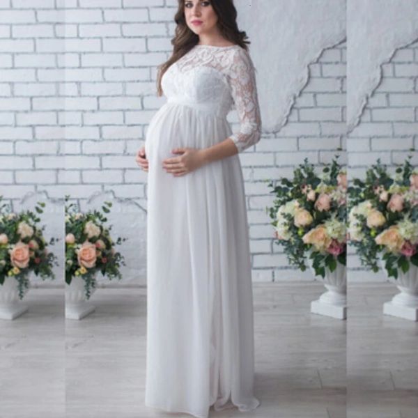 Crochet dentelle maternité pographie accessoires robes Po Shoot Cardigan robe grossesse femmes longue 240309