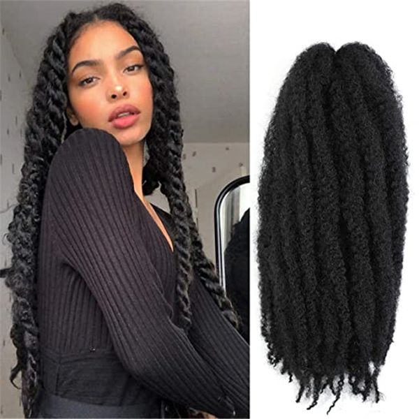 Crochet Marley Afro Crépus Tresse Cheveux Courts Dreadlock Doux Bouclés Torsion 18 Pouces Ombre Couleur Synthétique Extension de Cheveux