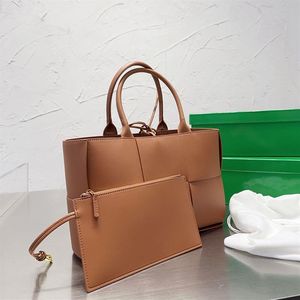 Haak Tote Tas Bag Designer composiet handtassen vrouwen weven boodschappentassen mini portemonnee echte lederen knoop ritsje portemonnee munt portemonnee ke236f