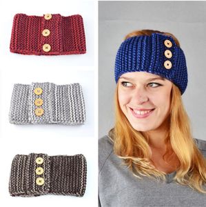 Crochet femmes hiver boucle bandeau tricoté chaud bandeau sport bouton bandeau bandeau TurbanEar plus chaud bonnet casquette