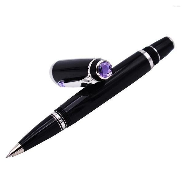 Bolígrafo Rollerball negro de resina 2060 con punta fina de cocodrilo, zafiro de 0,5mm en la parte superior con Clip dorado, regalo de escritura para oficina y negocios