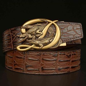 Crocodile Alligator Belt For Men Luxury Strap Automatic Buckle Cowhide Genuine Leather 2020 Designer High Quality Casual Fashion H220427