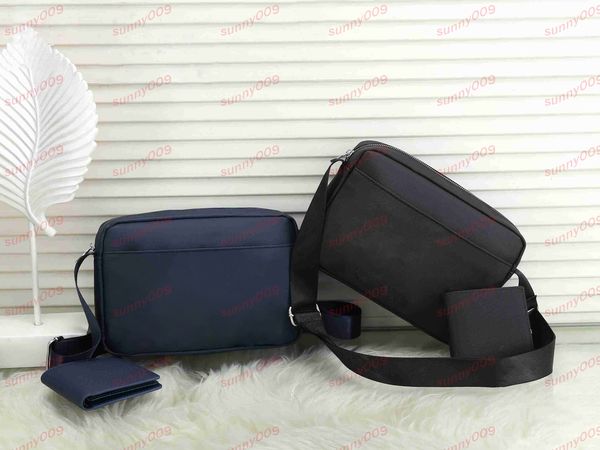 Bolso de cocodrilo Bolso de hombro de 2 piezas Accesorios de billetera Bolsos de tarjeta de diseñador Diseño de lujo en negro y azul real Bolsos de mensajero de moda clásica