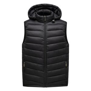 Crocodile marque gilet hommes hiver manteau gilet hommes chaud sans manches veste décontracté gilet à capuche manteau doudoune homme solide