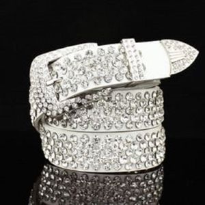 Crocodile Vérite Courte-ceinture en cuir pour femme femelle Designer de luxe de luxe Sparkling Full Diamonds Zircon 110cm 3 6 pi Boucle de broche réglable 231d