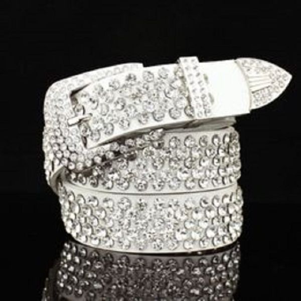 Crocodile Véritine en cuir ceinture pour femme de mode de luxe de mode femelle étincelante diamants complets zircon 110cm 3 6 pi boucle de broche réglable 298x