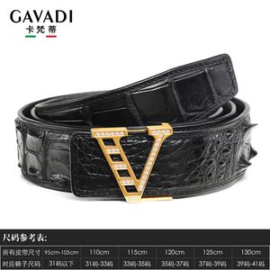 Crocodile lederen herenriem, echt leer, premium exportkwaliteit, gladde gesp, luxemerk diamant ingelegde letter gesp bak broek riem, authentiek