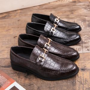 Crocodile cuir Oxford chaussures bout pointu un étrier Vintage luxe boucle en métal hommes mode chaussures décontractées formelles chaussures d'affaires grande taille 38-47