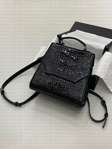Mini sac à bandoulière en cuir de Crocodile pour femmes, sac de styliste de luxe à motif croisé en métal brillant