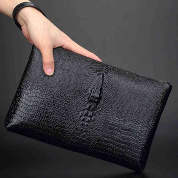 Crocodile Modèle Véritable Cuir Jour Clutches Sac Men Luxury Retro Main Black Designer Mâle Main Main Business Pourse