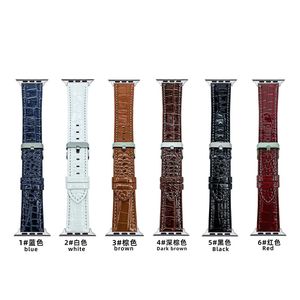 Crocodile Match Strap Watch Band pour Apple Watch Series 8 7 6 5 4 SE 9 Ultra2 49mm 49 mm avec connecteur Iwatch 45 mm 41mm 38 mm 42 mm 40mm 44 mm Bracelet