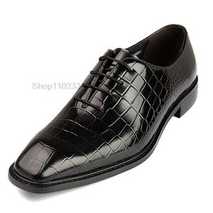 Crocodile motif hommes oxford chaussures noir marron luxe à lacets robe homme bureau affaires mariage chaussures en cuir véritable chaussures hommes