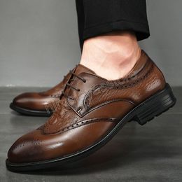 Krokodilpatroon Heren Oxford Schoenen Luxe Formele Schoenen Lace Up Mannelijke Bruiloft Schoenen Echt Lederen Brogue Schoenen