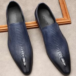 Crocodile Patroon Mens zakelijk loafers 2024 mode echt leer comfortabel designer bruiloft sociaal formele schoenen man
