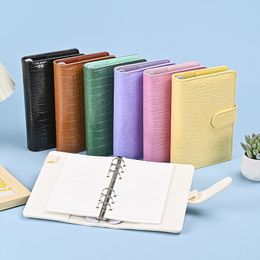 Crocodile Patroon Notebook Binder A6 Soft Leather Notepad Cover Macaron Color Diary Journal Bindmiddelen met SNAP