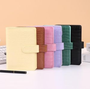Carpeta de cuaderno con patrón de cocodrilo A6, cubierta de Bloc de notas de cuero suave, diario de Color macarrón, carpetas con broche SN5155
