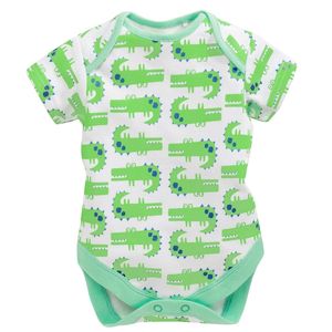 Crocodile Imprimer Bébé Bodys D'été Bébés Vêtements Bebe Roupas Vert Combinaison Body Suit 100% Coton 210413