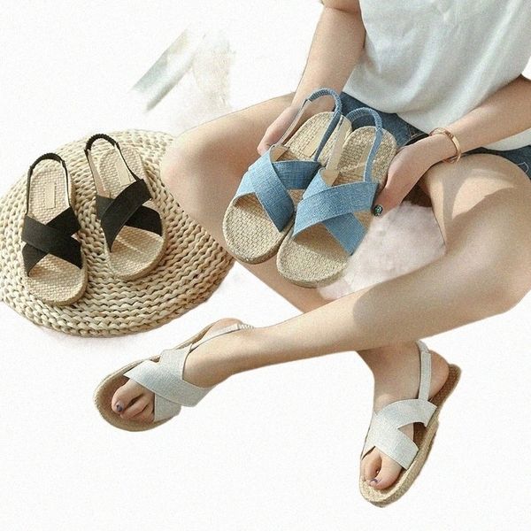 Crocus Girl Sandales String Femme Vintage Corde Entraîneurs de mode Boucle Maison Pantoufles Mocassins d'été 2022 W44W #