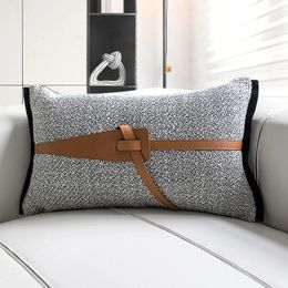 Croker Horse 30x50cm Throw Lumbar Pleil Cushion Cover Cotton Linen Tissu avec la taille de style concepteur de ceinture en cuir orange 240521