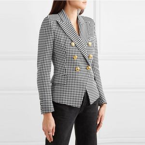 Crop Blazer Femmes Casual Plaid Blazers Double Boutonnage Blazer Manteaux en Couleur Unie Hiver Bureau Dames Tenues