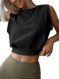 Cortes de algodón para mujeres para mujeres lindas tops de yoga sin mangas con camisetas de entrenamiento de gimnasio Camiseta femenina femenina 240408
