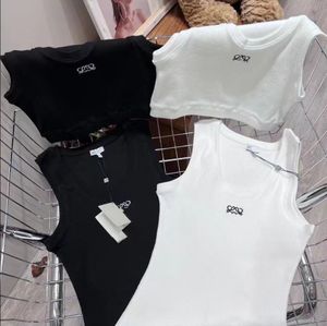 Crop top designer bordado logotipo tanque sexy top verão curto fino umbigo exposto roupa elástica esportes tanques de malha verão