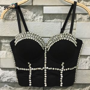 Crop Tops Sexy Bustier Corset Cropped Top Vest Red Black White Diamond Sparkle Chain Breath Women Fashion Club Outfits Trendy NE Y200701