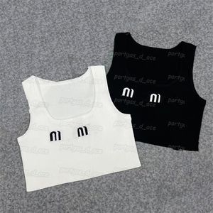 Bijgesneden Gebreide T-shirt Letters Vrouwen Gebreide Camis Wit Zwart Sexy Mouwloze Tank Tops