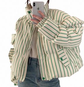 cropped pufferjack groene korte jas hoge kraag verdikte kont Koreaanse stijl dames winter uitloper casual parka's top t0do #