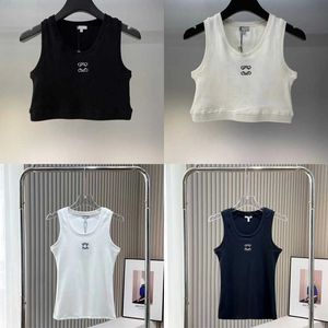 Bijgesneden top t shirts dames breisels tank designer borduurwerk mouwloze ademende gebreide pullover dames sport tops zomer kort slank