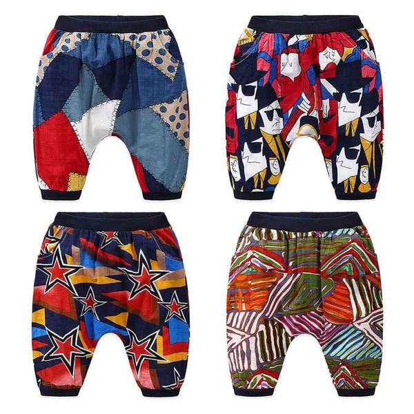 Pantalones recortados Moda de verano 2-10 años Niño pequeño Algodón Deportes Niños Bebé Niño 7 Capris Hasta la pantorrilla Pantalones Harem 210701