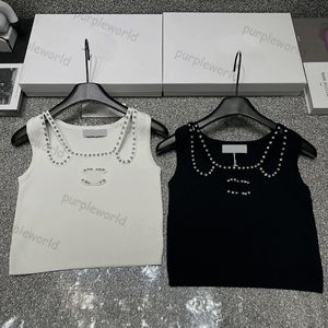 Bijgesneden vest ontwerper gebreide shirt uitgehold T -stukken voor vrouwen strass mouwloze zomertanks top