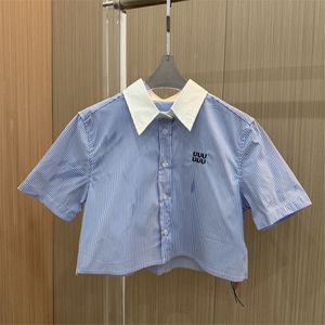 Blouse de chemises à rayures à rayures bleues