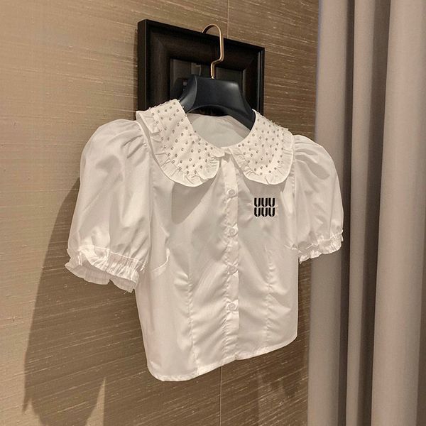 Chemise de chemises à manches courtes blanches Blouse Blanc à manches courtes