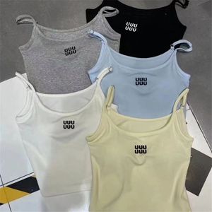 Femmes recadrées Bra Chandiques en singulet Sexe Sexy Sans Shevel Tops Luxury Summer Push Up Gest Top Letter Broidered Singlets