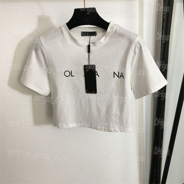 Femmes recadrées T-shirt à manches courtes Luxury Blanc Black Tops Tees Casual Summer Designer Summer Designer Shirts