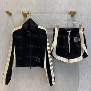 Luxe femmes survêtements fermeture éclair à manches longues sangle veste Shorts décontracté Street Style Sportswear été tenue de sport