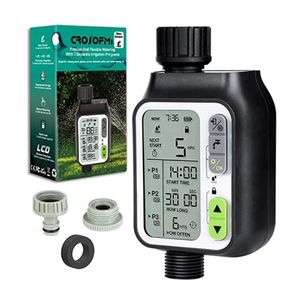 CROSOFMI Sprinkler Timer met 3 afzonderlijke waterprogramma's en Rain Auto Sensor-functie, Tuin Gazon Slang Kraan Timer Irrigeren 210610